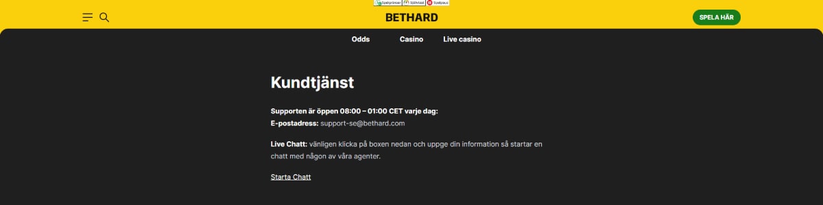 bethard casino support