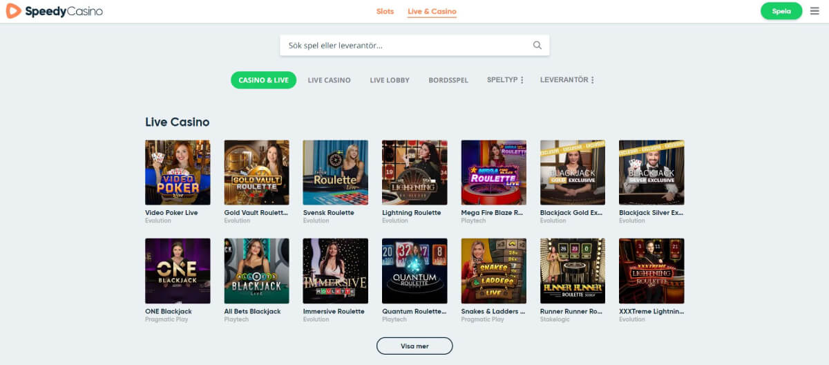 SpeedyCasino spel