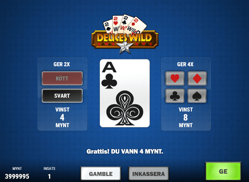 Deuces Wild vinst i dubblingsläge
