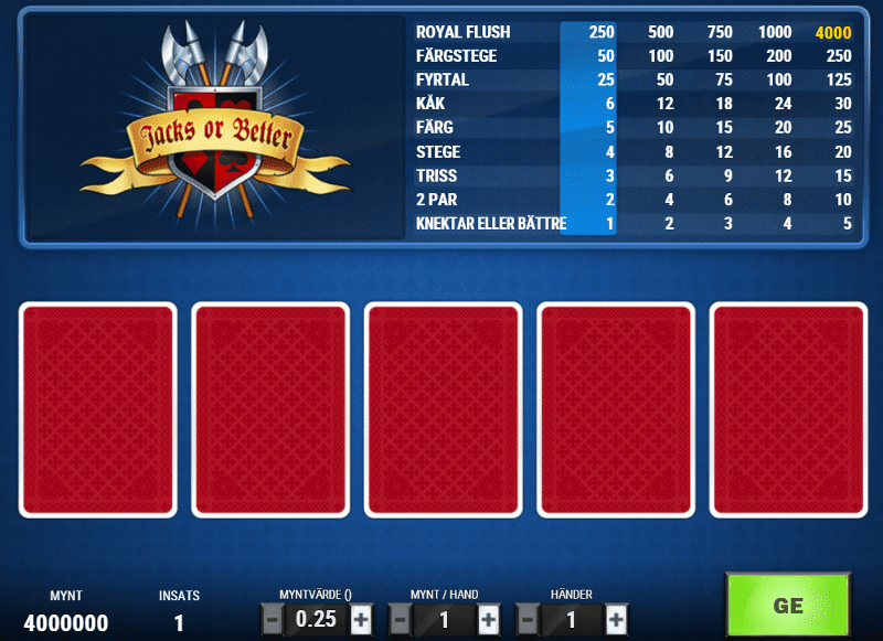 jacks or better hur spelar man
