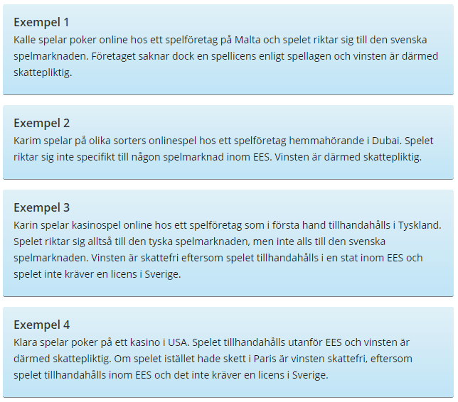 skatteexempel från spelinspektionen