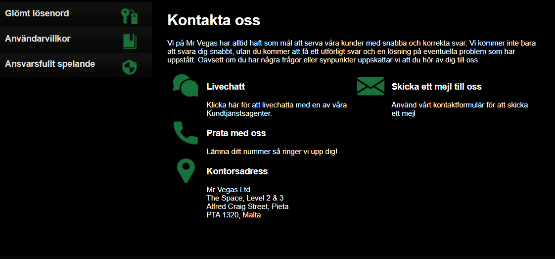 Mr Vegas kontakt