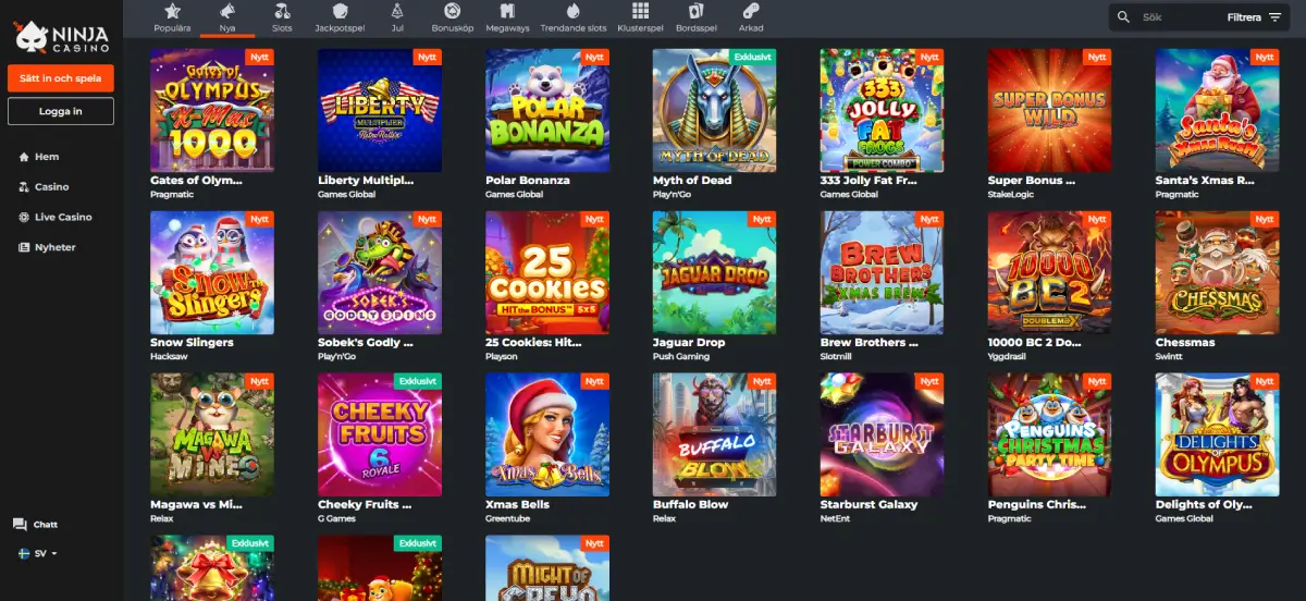ninja casino spel