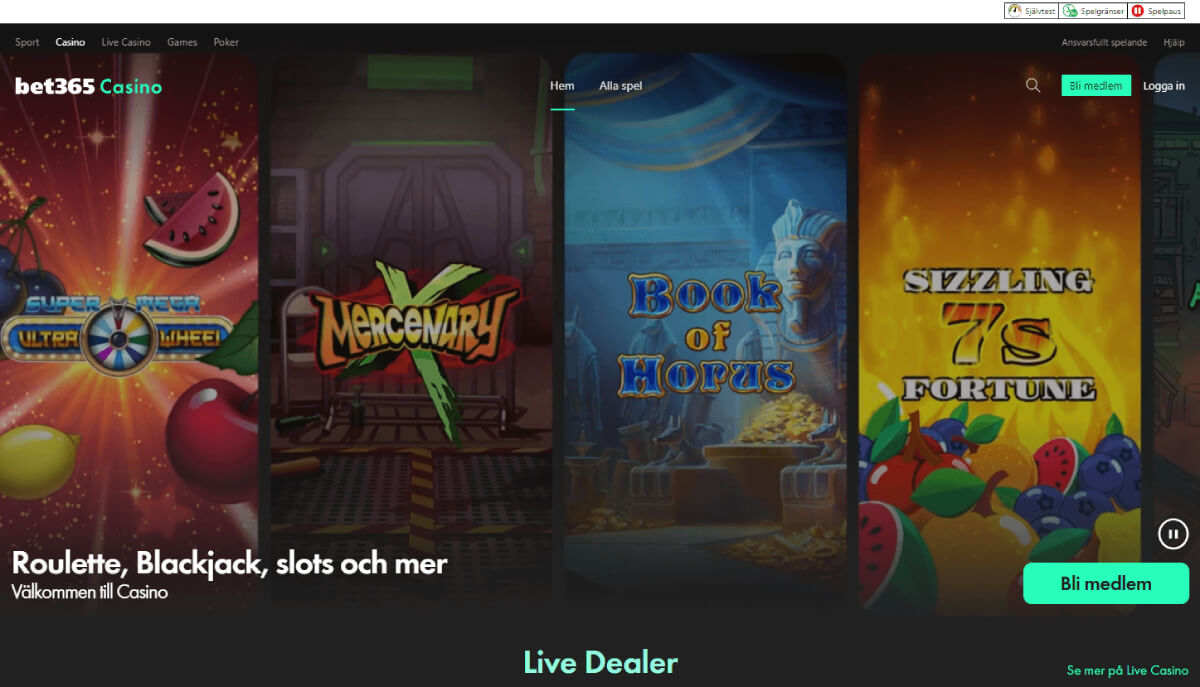 Bet365 Casino Homepage