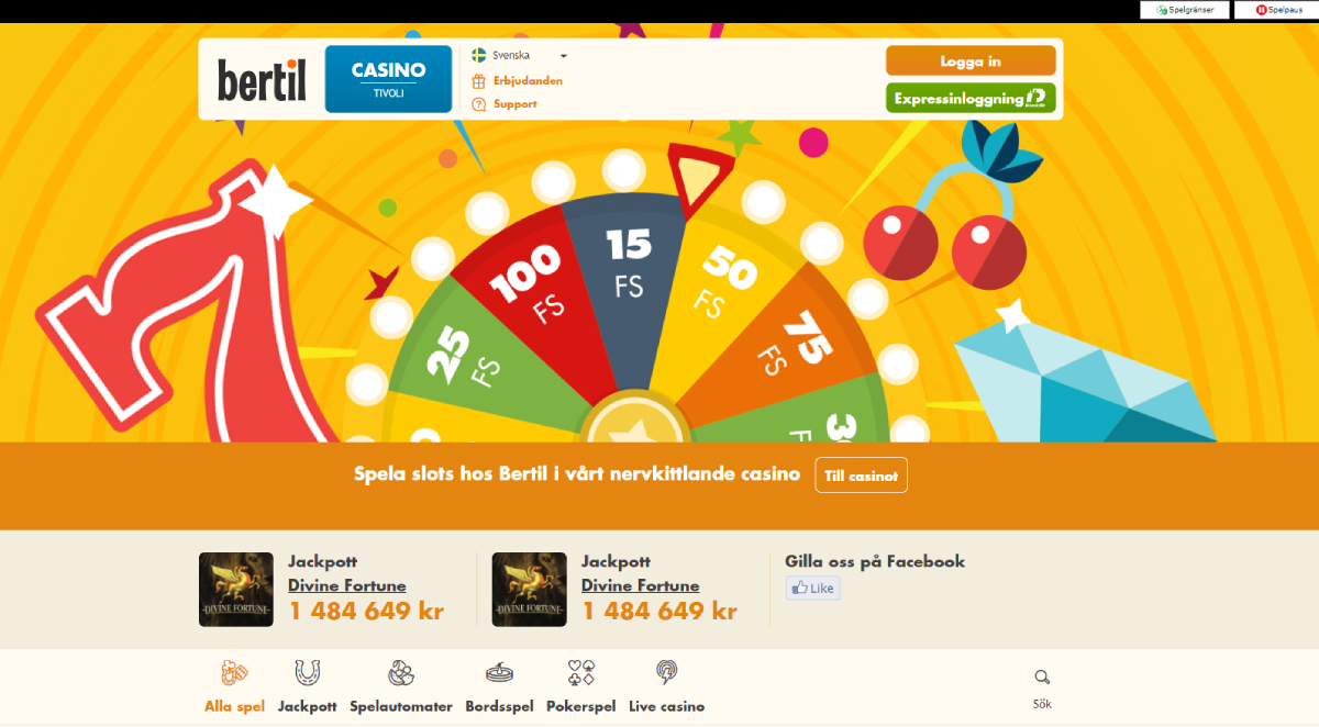 Bertil casino startsida