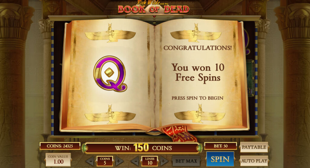 book of dead free spins