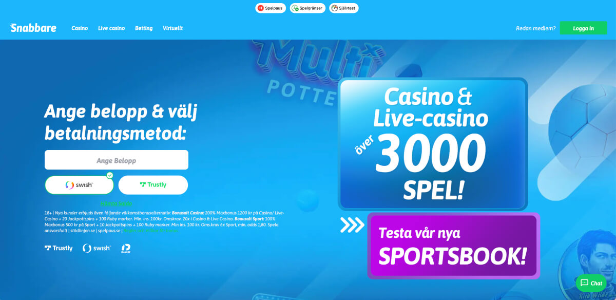 Snabbare casino banner