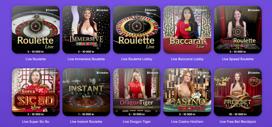 live casino roulette blackjack baccarat 