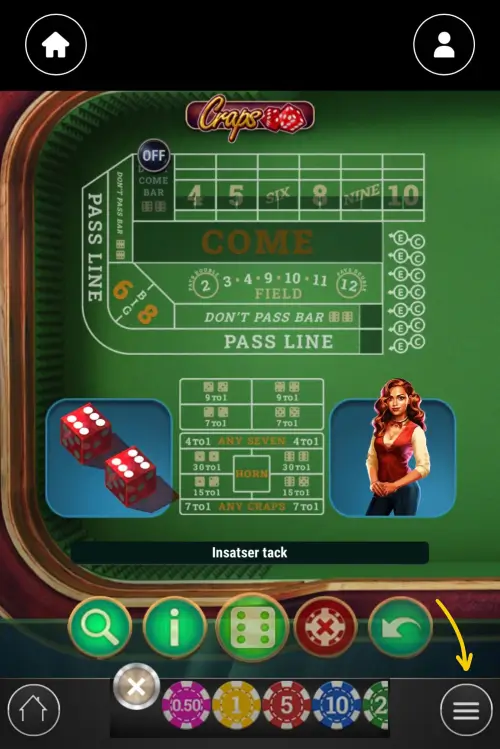 Kolla upp craps spelregler steg 1