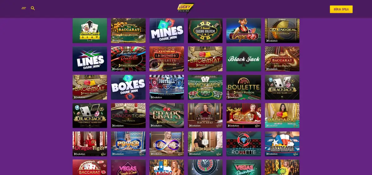 lucky casino craps utbud